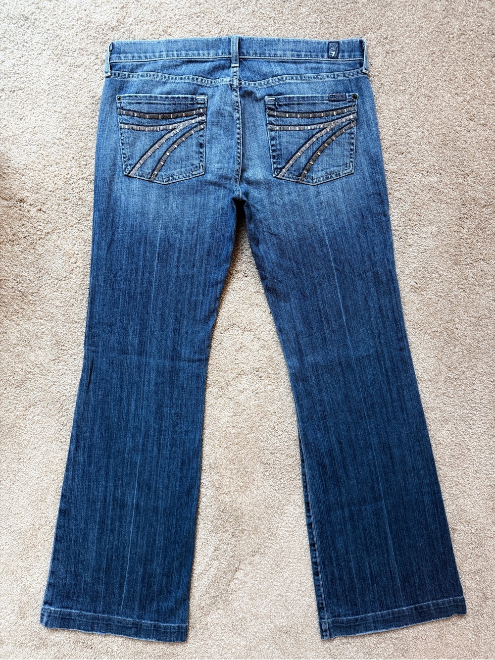 Vintage 7 For All Mankind Dojo Flare Jeans 32 Crystal Embellished Pocket USA Y2K - Picture 5 of 16